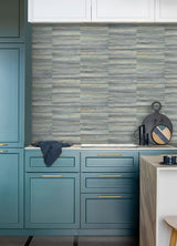 Rowan Blue Faux Grasscloth Wallpaper with Modern Graphic Faux Grasscloth Pattern - Advantage 4125-26745