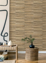 Rowan Chestnut Faux Grasscloth Wallpaper with Modern Graphics Texture - Advantage 4125-26746