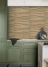 Rowan Chestnut Faux Grasscloth Wallpaper with Modern Graphics Texture - Advantage 4125-26746