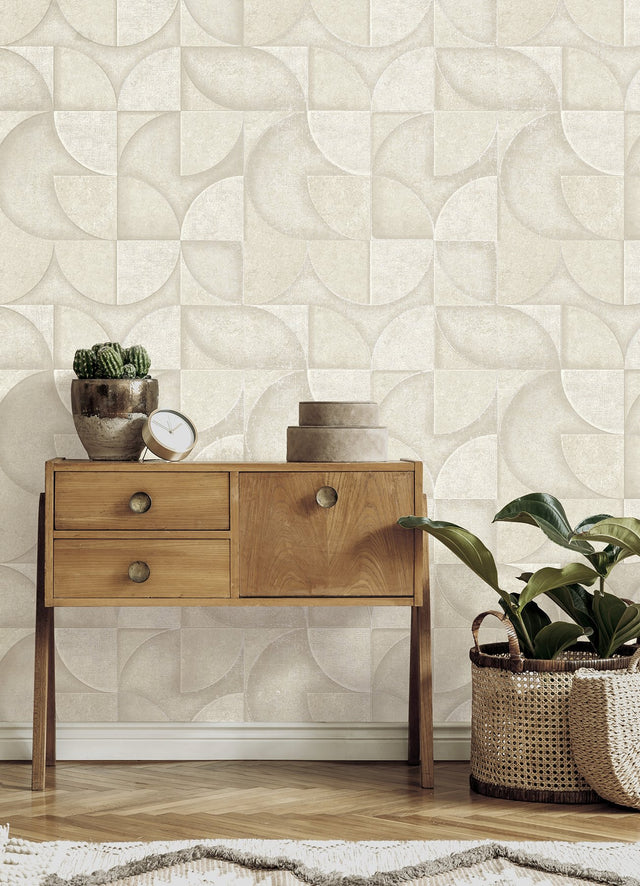 Addison Stone Retro Geo Wallpaper with Metallic Raised-Ink Geometric Pattern - Advantage 4125-26747
