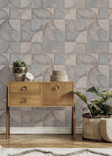 Addison Grey Retro Geo Wallpaper with Modern Geometric Pattern - Advantage 4125-26749