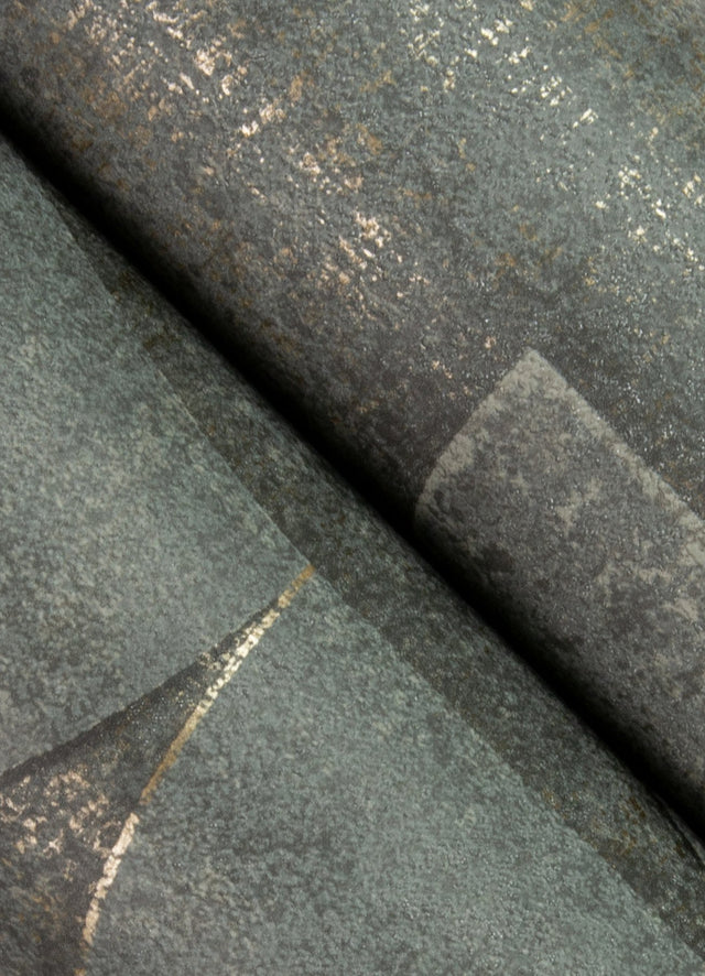 Addison Charcoal Retro Geo Wallpaper with Metallic Textured Geometric Pattern - Advantage 4125-26750