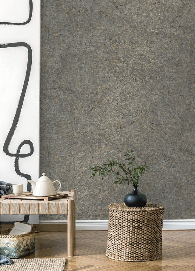 Colt Charcoal Cement Wallpaper with Distressed Textures Industrial Motif - Advantage 4125-26754