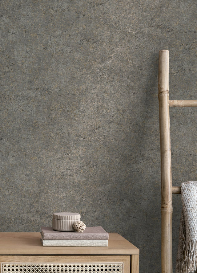 Colt Charcoal Cement Wallpaper with Distressed Textures Industrial Motif - Advantage 4125-26754