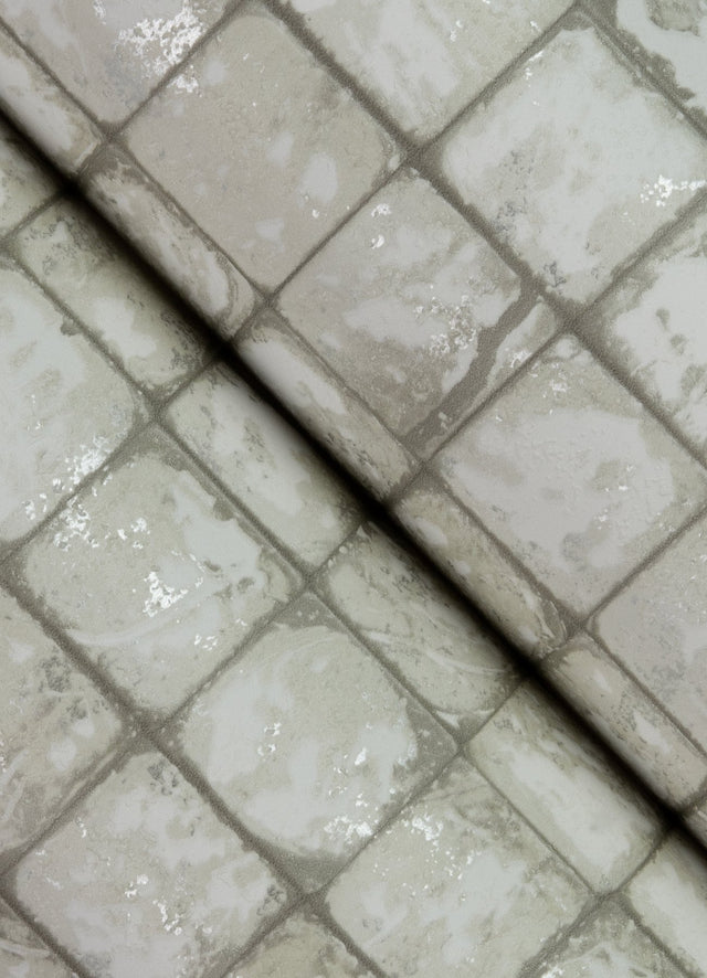 Kingsley Off White Tiled Wallpaper with Modern Geometric Tile Motif - Advantage 4125-26755