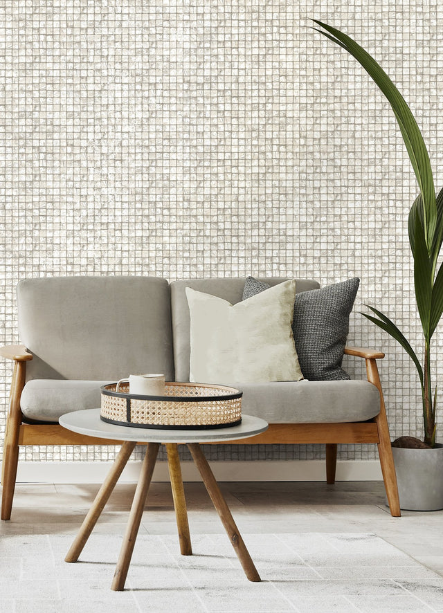 Kingsley Off White Tiled Wallpaper with Modern Geometric Tile Motif - Advantage 4125-26755