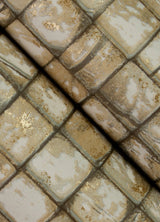 Kingsley Neutral Tiled Wallpaper with Metallic Textured Geometric Tile Motif - Advantage 4125-26757