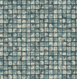 Kingsley Blue Tiled Wallpaper with Metallic Textured Geometric Tile Pattern - Advantage 4125-26758