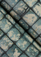 Kingsley Blue Tiled Wallpaper with Metallic Textured Geometric Tile Pattern - Advantage 4125-26758