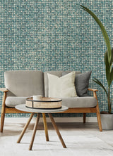 Kingsley Blue Tiled Wallpaper with Metallic Textured Geometric Tile Pattern - Advantage 4125-26758