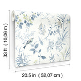 Imperial Garden Blueberry Botanical Wallpaper with Birds Motif - Chesapeake 4134-26990