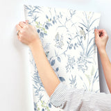 Imperial Garden Blueberry Botanical Wallpaper with Birds Motif - Chesapeake 4134-26990