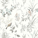 Imperial Garden Neutral Botanical Wallpaper with Birds Motif - Chesapeake 4134-26991