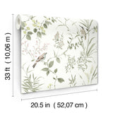 Imperial Garden Moss Botanical Wallpaper with Birds Motif - Chesapeake 4134-26992