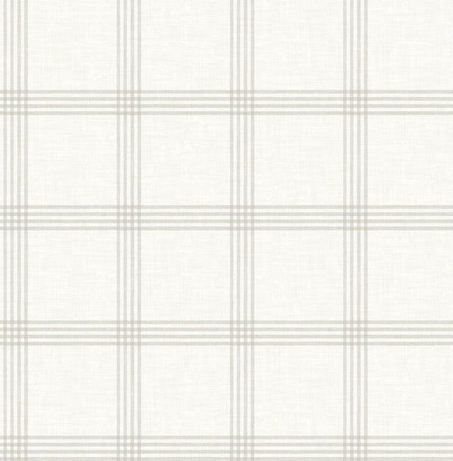Twain Light Grey Plaid Wallpaper with Farmhouse Plaids Pattern - Chesapeake 4134-26994