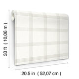 Twain Light Grey Plaid Wallpaper with Farmhouse Plaids Pattern - Chesapeake 4134-26994