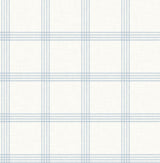 Twain Light Blue Plaid Wallpaper with Farmhouse Graphic Plaid Pattern - Brewster 4134-26995