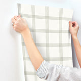 Twain Green Plaid Wallpaper with Farmhouse Graphic Plaid Pattern - Chesapeake 4134-26996