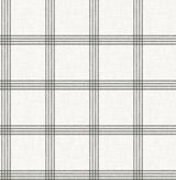 Twain Charcoal Plaid Wallpaper with Farmhouse Graphics Pattern - Chesapeake 4134-26997