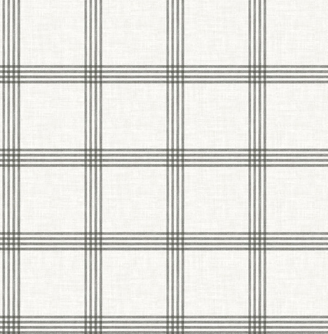 Twain Charcoal Plaid Wallpaper with Farmhouse Graphics Pattern - Chesapeake 4134-26997