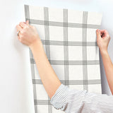 Twain Charcoal Plaid Wallpaper with Farmhouse Graphics Pattern - Chesapeake 4134-26997