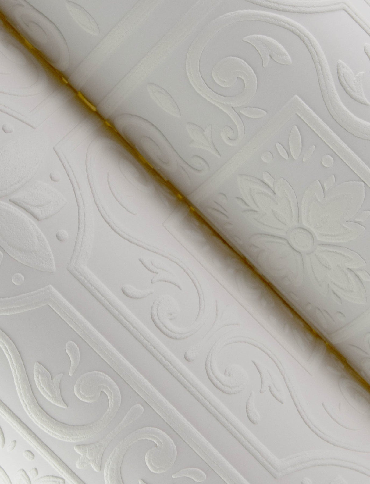 Ibold White Tin Ceiling Scroll Paintable Wallpaper with Geometric Graphics Motif - Chesapeake 4134-59001