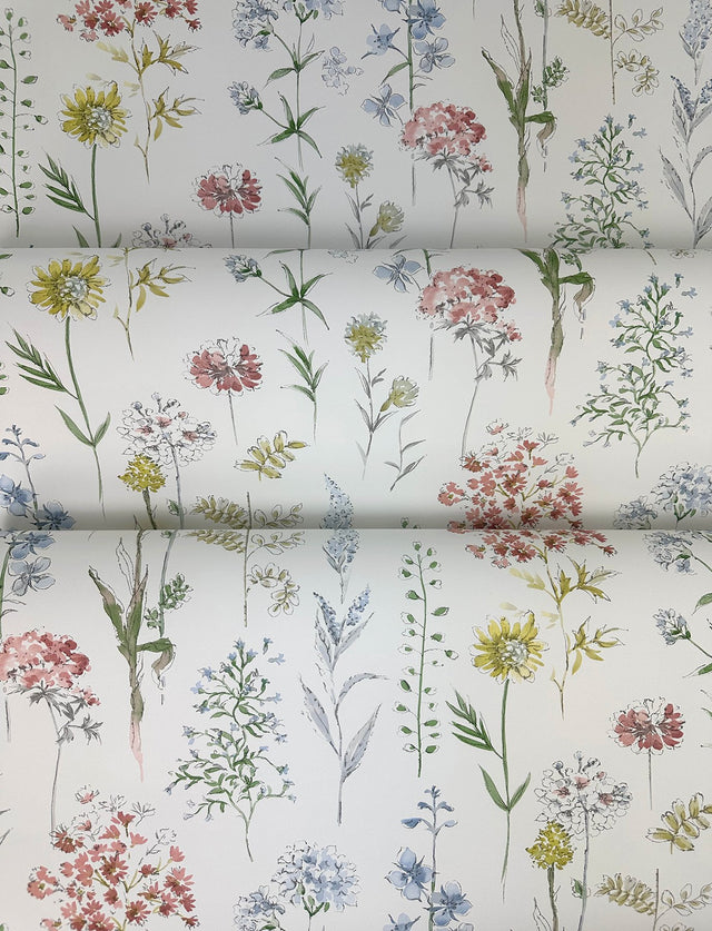 Bergamot Multicolor Wildflower Wallpaper with Botanical Floral Pattern, Country Style - Chesapeake 4134-72500
