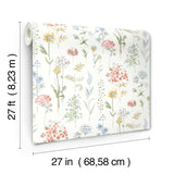 Bergamot Multicolor Wildflower Wallpaper with Botanical Floral Pattern, Country Style - Chesapeake 4134-72500