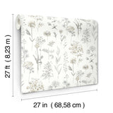 Bergamot Light Grey Wildflower Wallpaper with Botanical Watercolor Floral Motif - Chesapeake 4134-72501