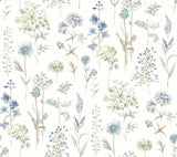 Bergamot Sea Green Wildflower Wallpaper with Botanical Floral Motif - Chesapeake 4134-72502