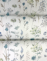 Bergamot Sea Green Wildflower Wallpaper with Botanical Floral Motif - Chesapeake 4134-72502