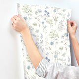 Bergamot Sea Green Wildflower Wallpaper with Botanical Floral Motif - Chesapeake 4134-72502