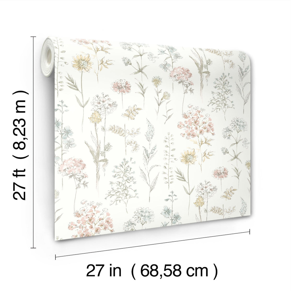 Bergamot Lavender Wildflower Wallpaper with Botanical Watercolor Floral Pattern - Chesapeake 4134-72504