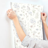 Bergamot Lavender Wildflower Wallpaper with Botanical Watercolor Floral Pattern - Chesapeake 4134-72504