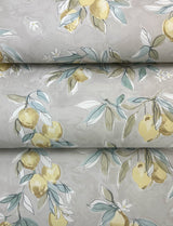 Lemonade Grey Citrus Wallpaper with Farmhouse Fruit Motif - Chesapeake 4134-72507