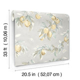 Lemonade Grey Citrus Wallpaper with Farmhouse Fruit Motif - Chesapeake 4134-72507