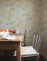 Lemonade Aqua Citrus Wallpaper with Farmhouse Fruit Motif - Chesapeake 4134-72508