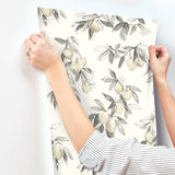 Lemonade Charcoal Citrus Wallpaper with Farmhouse Fruit Botanical Pattern - Chesapeake 4134-72509