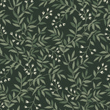 Senna Evergreen Budding Vines Green Wallpaper with Botanical Vine Motif, Farmhouse Style - Chesapeake 4134-72518