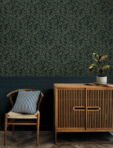 Senna Evergreen Budding Vines Green Wallpaper with Botanical Vine Motif, Farmhouse Style - Chesapeake 4134-72518