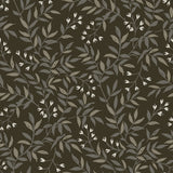 Senna Black Budding Vines Wallpaper with Metallic Botanical Vines - Brewster 4134-72519