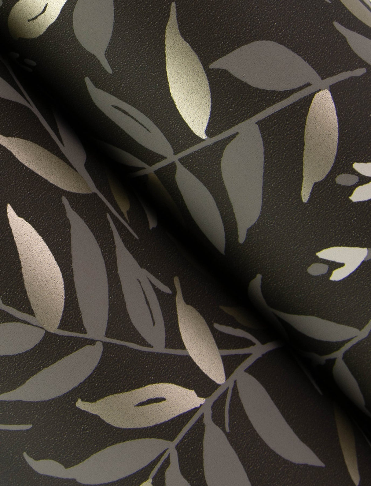 Senna Black Budding Vines Wallpaper with Metallic Botanical Vines - Brewster 4134-72519