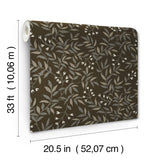 Senna Black Budding Vines Wallpaper with Metallic Botanical Vines - Brewster 4134-72519