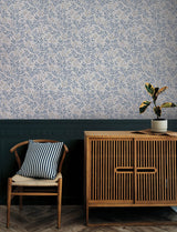 Senna Blue Budding Vines Wallpaper with Metallic Botanical Vines - Chesapeake 4134-72521