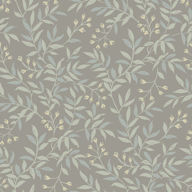 Senna Silver Budding Vines Wallpaper with Metallic Botanical Vine Pattern - Chesapeake 4134-72522