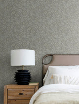 Senna Silver Budding Vines Wallpaper with Metallic Botanical Vine Pattern - Chesapeake 4134-72522