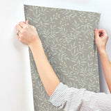 Senna Silver Budding Vines Wallpaper with Metallic Botanical Vine Pattern - Chesapeake 4134-72522