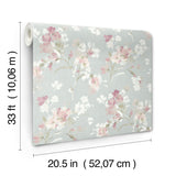 Azalea Fuchsia Floral Branches Wallpaper with Botanical Flowers Pattern, Farmhouse Sure Strip - Chesapeake 4134-72525