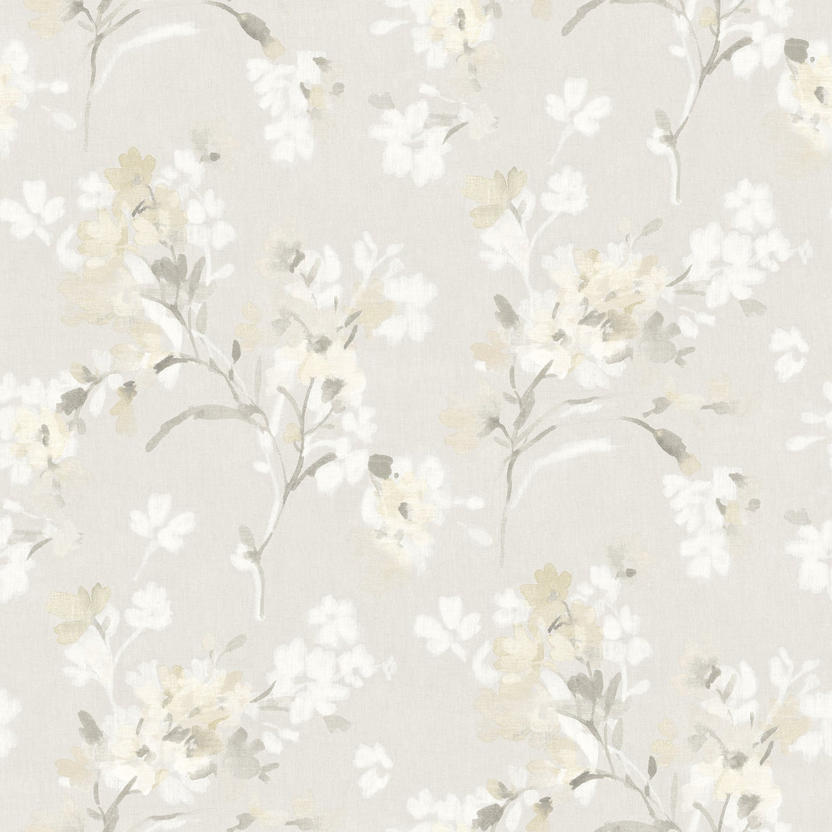 Azalea Neutral Floral Branches Wallpaper with Botanical Flowers Motif, Farmhouse Style - Chesapeake 4134-72527