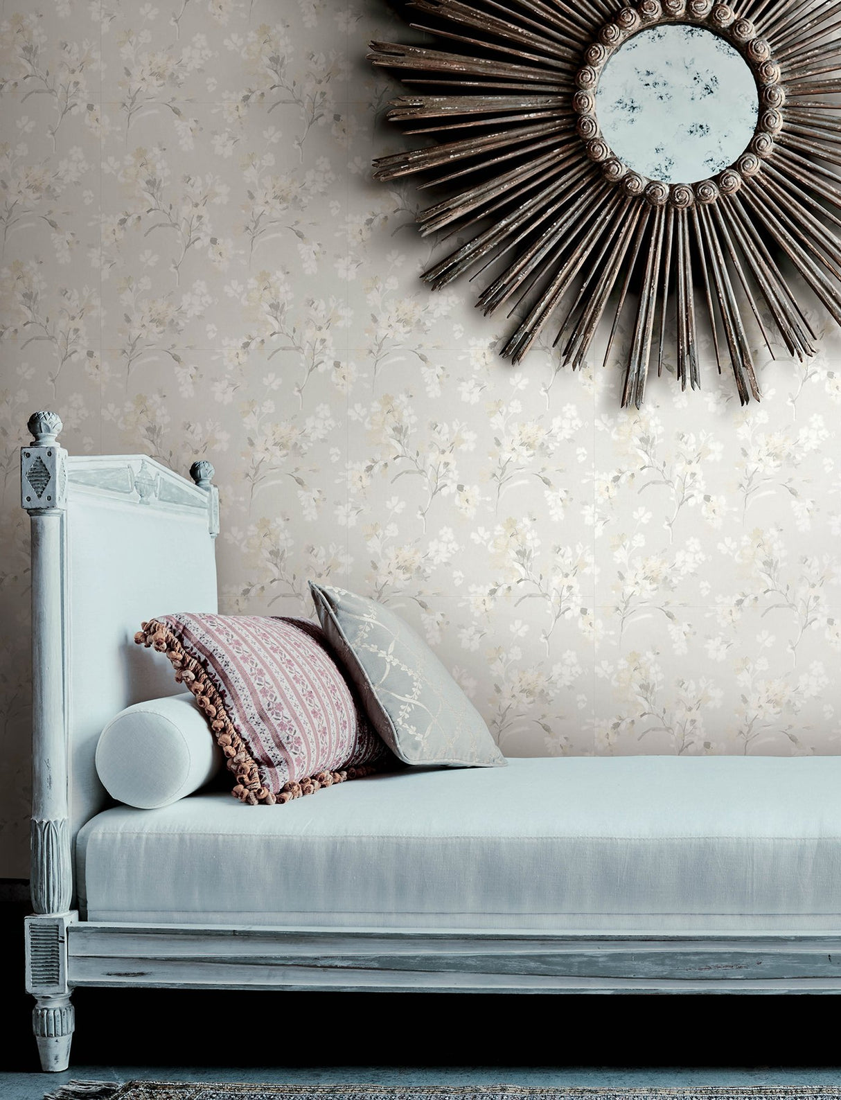Azalea Neutral Floral Branches Wallpaper with Botanical Flowers Motif, Farmhouse Style - Chesapeake 4134-72527